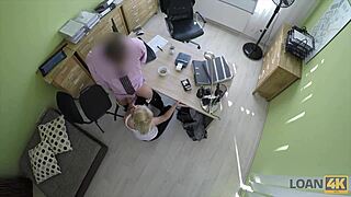 So, this blonde miss got banged hard for a loan deal at work