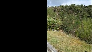 Trashy kiwi milf pisses roadside, traffic watching