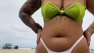 African girl flashes pussy to cheese seller on beach