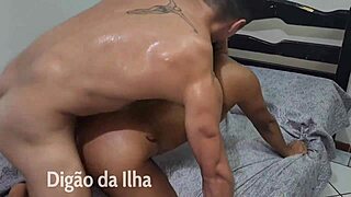 Beautiful Slut Squirts from Anal DP on Bed