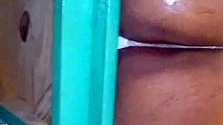 Transexual sucks my dick and I fuck her in the kitchen, close asshole view