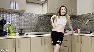 stepsisters anal rough fucked in the kitchen by lucky brothers friend?