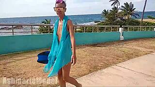 hairy beauty dives into wet underwater thong adventure