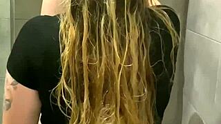 step brother catches blonde sister bathing and fucks her rough