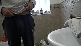 I’m shocked seeing stepmother masturbate while spying on stepson in shower