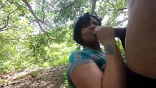 Monster Booty Puerto Rican Bitch Sucking Black Dick Outside