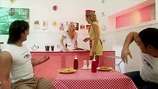 milf waitresses diana gold and eva mercedes in ffmm foodie foursome