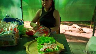 Complete girlfriend experience: camping, fishing, cooking, and outdoor blowjob for big cock 😍