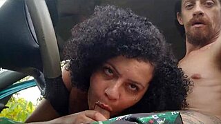 Public display of affection in a car on a public road during the day