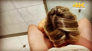 paying for a blowjob in the bathroom with a monster cock