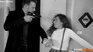 Shaved Brunette Sucking Cock