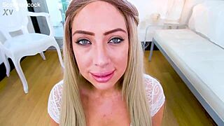 Sunny Chase gives a no-hands blowjob to a huge cock