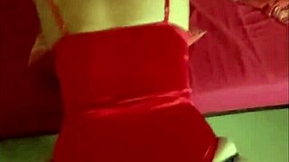 french amateur in red satin lingerie pussy fucking