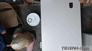 Damn, first-time police gangbang for blonde teen in uniform!