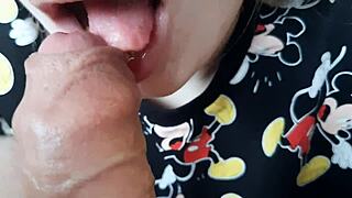 Blonde Miki Mouse gives intense blowjob in homemade scene!