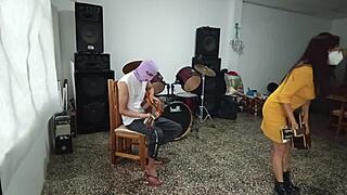 Beautiful Latina music teacher seduces horny student