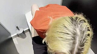 Risky Rough Sex In Public Toilet! Blonde Girl Squirts On Big Cock.