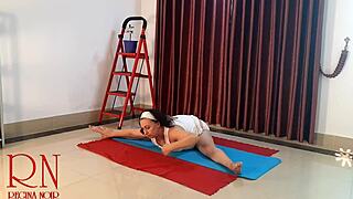 feeling so exposed doing nude yoga in white panties