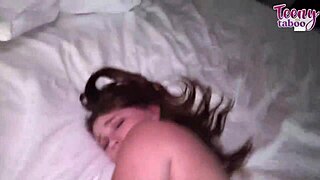 Milking Stepdaddy with Mazy Brogan's Taboo Pussy Pounding in a Quickie Bent Over.