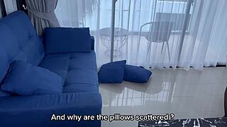 Naughty maid gets punished and fucked by the angry hotel guest. Bent over uniform blowjob.