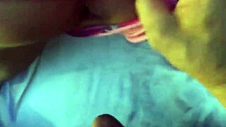 Loirinha plays with sex toy in my parents' bathroom