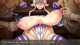 Bound princess knight falls into pathetic slavery in hentai game.