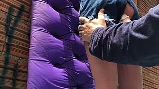 I’m pounding this married chick’s ass with a toy in the favela