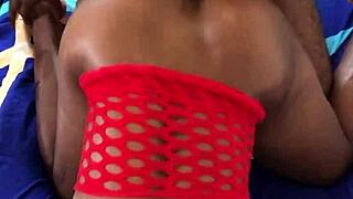 Hey, watch this hot black babe getting slammed doggystyle real quick