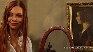 The strict mistress in lingerie fingers herself to climax