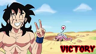 yamcha battles android 21 in an epic animated clash with intense action.