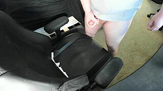 ginger explodes huge cum load on chair