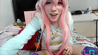 Super Sonico bangs herself with dildo on webcam