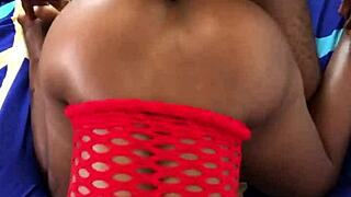 Hey, watch this hot black babe getting slammed doggystyle real quick