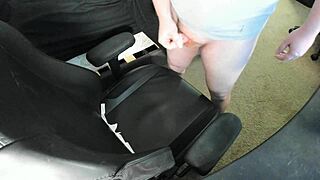 ginger explodes huge cum load on chair