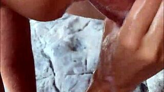 Sloppy teen model risks it all with a beach blowjob. POV backstage action gets intense.