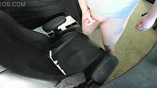 ginger explodes huge cum load on chair