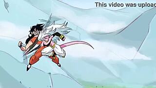 yamcha battles android 21 in an epic animated clash with intense action.