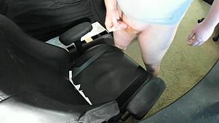 ginger explodes huge cum load on chair