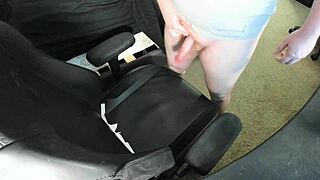 ginger explodes huge cum load on chair