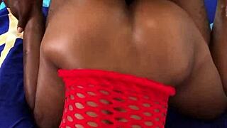 Hey, watch this hot black babe getting slammed doggystyle real quick