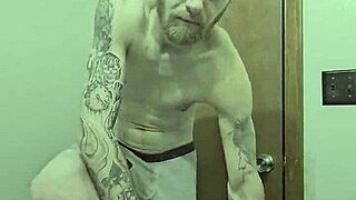 Skinny girl strips naked in bathroom