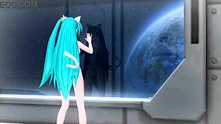 hatsune miku in full nude cat costume, so hot!