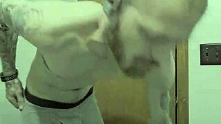Skinny girl strips naked in bathroom