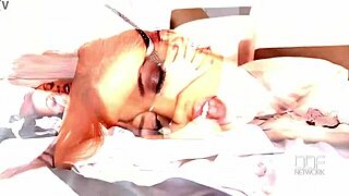 Redhead babe drills shaved pussy with powerful vibrator in bedroom solo.