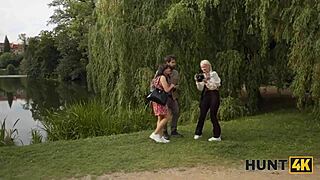 Hunter finds tight young pussy in park for rough fuck