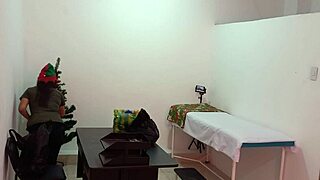 Beautiful Brunette Nurse Caught Decorating Doctor's Office, Turns Super Sexy And Hot.