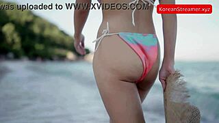 I’m obsessed with this sexy Asian model walking in a bikini on the beach. Her moves are unreal in this ASMR loop.
