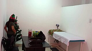 Beautiful Brunette Nurse Caught Decorating Doctor's Office, Turns Super Sexy And Hot.