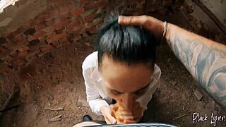 POV TEEN FACEFUCKED in abandoned building