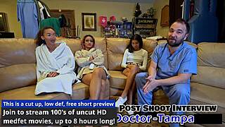 Dr. Tampa oversees Aria Nicole’s yearly physical in Florida hospital. Her shaved body gets full inspection.